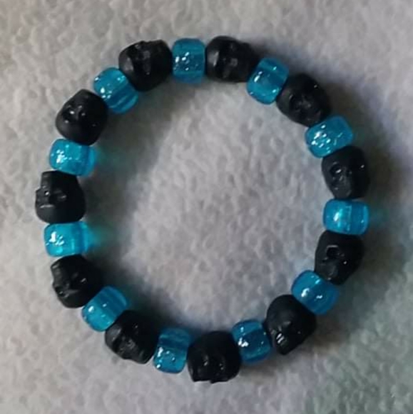 blue black skull kandi bracelet - Picture 6 of 6